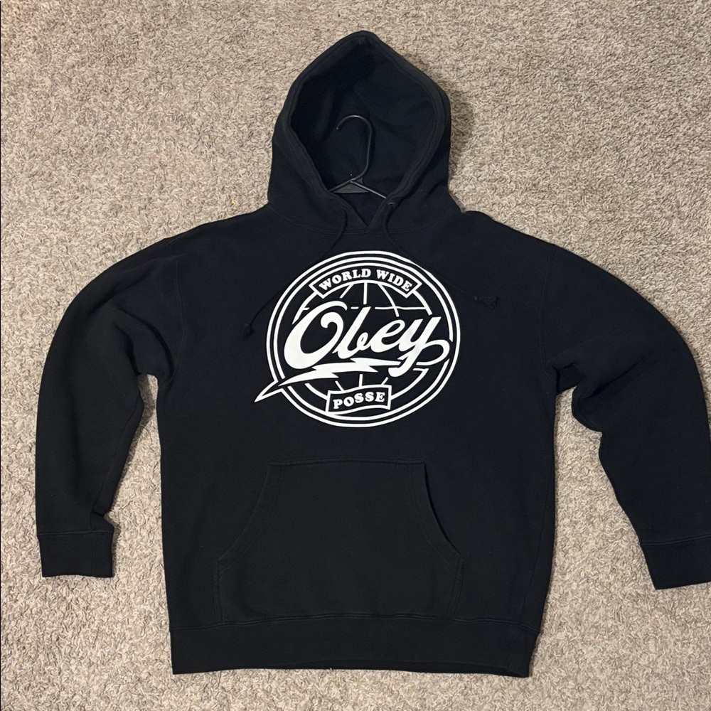 Obey Black Hoodie with White Logo